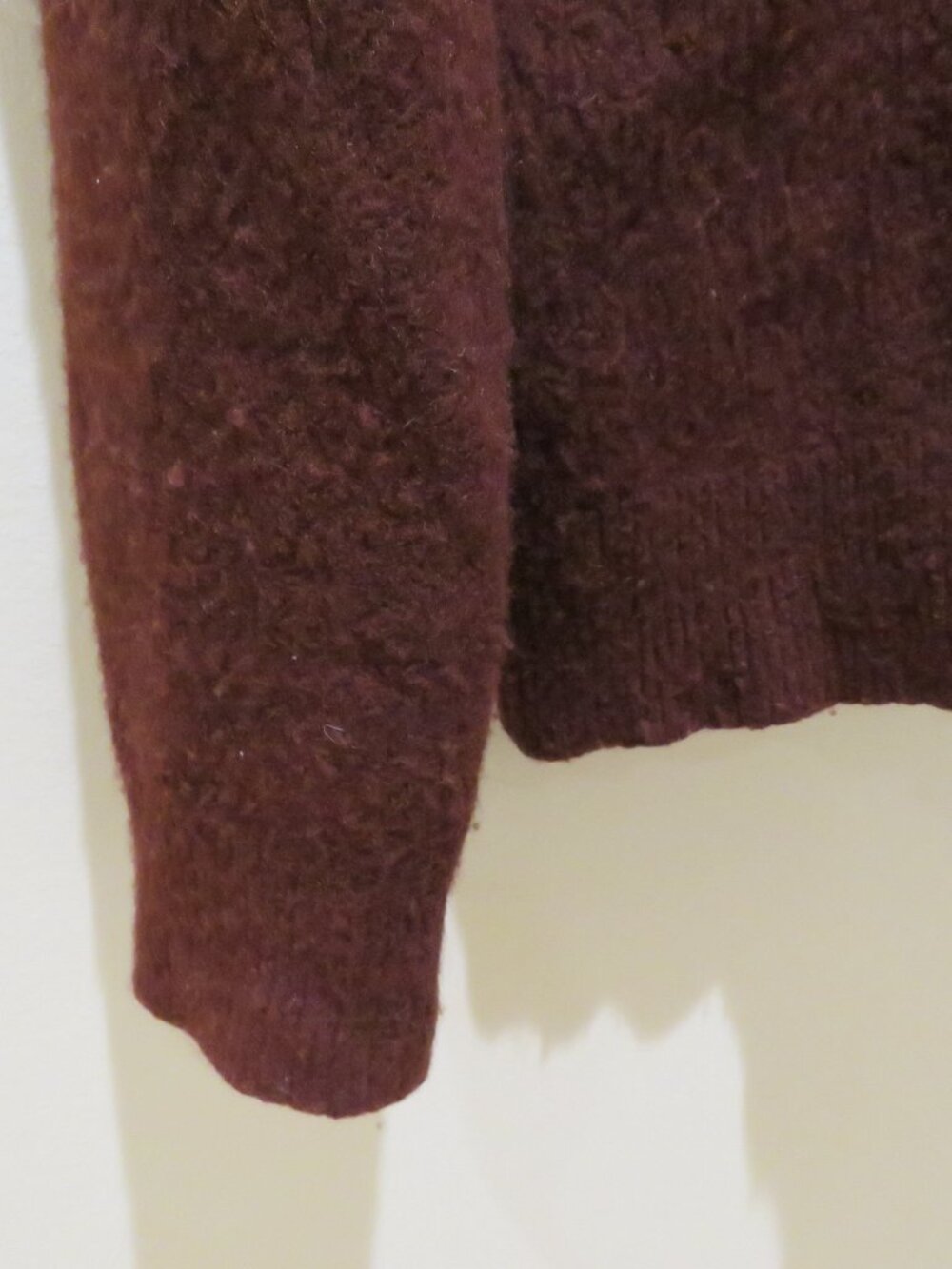ALL SAINTS Hawk Crew Sweater Wool Yak Blend Burgundy Men's Medium Minimalist - Picture 6 of 12